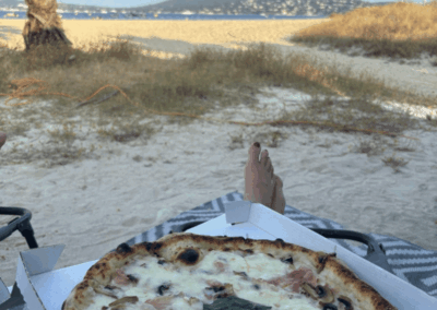 Pizza am Strand